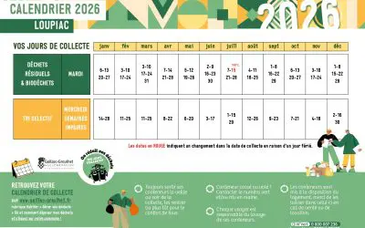 Calendrier de collecte des ordures ménagères 2026