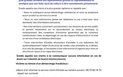 ENEDIS Alerte : nouvelle vague de démarchages frauduleux