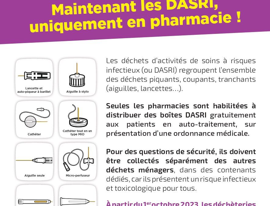 Déchets de soins à risques infectieux :la pharmacie devient l&rsquo;unique lieu de dépôt