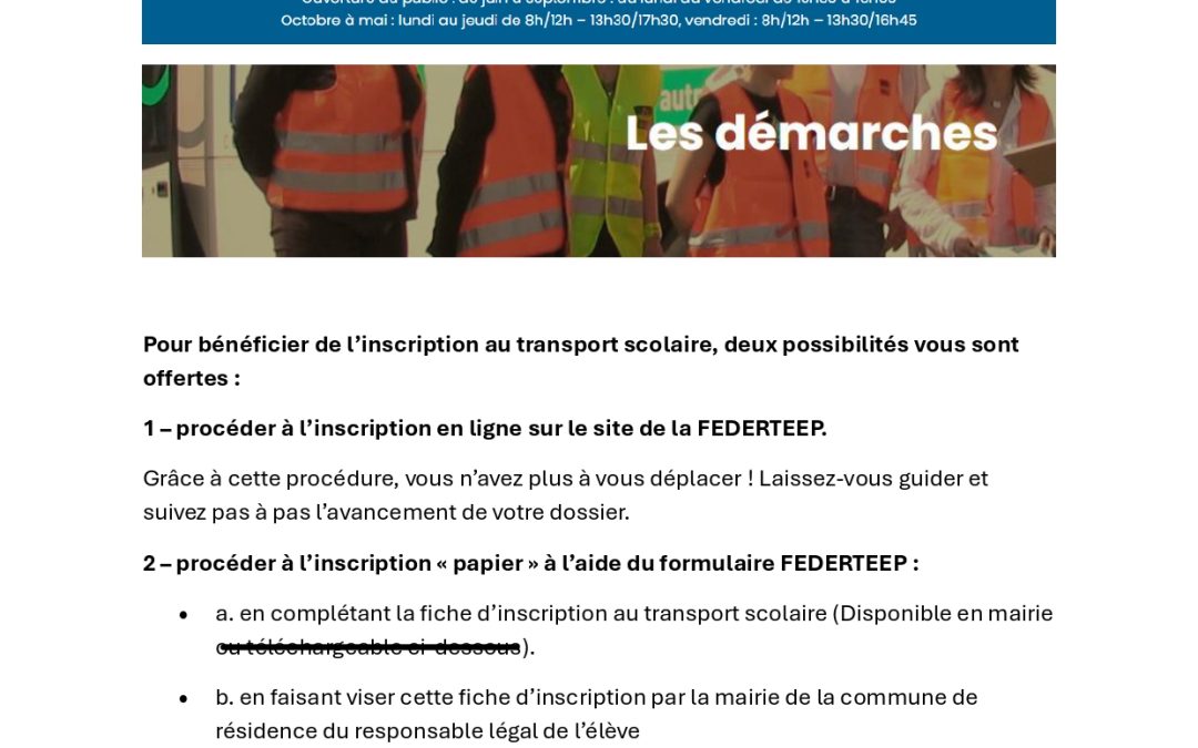 Démarches FEDERTEEP